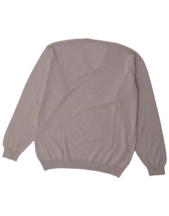 Lacoste Męski sweter z dekoltem w kształcie litery V, rozmiar 5, duży, niebieski, z dziewiczej wełny