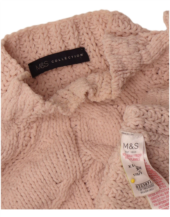 Marks & Spencer Damski sweter oversize z golfem, UK 18 XL, różowy