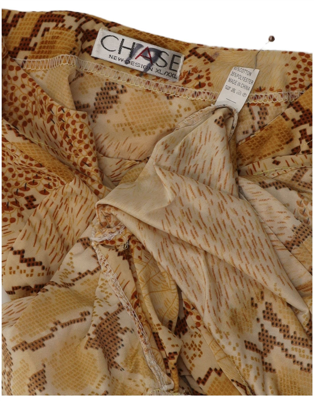 Damska bluzka z długim rękawem VINTAGE UK 18 XL, beżowa, bawełniana z nadrukiem zwierzęcym