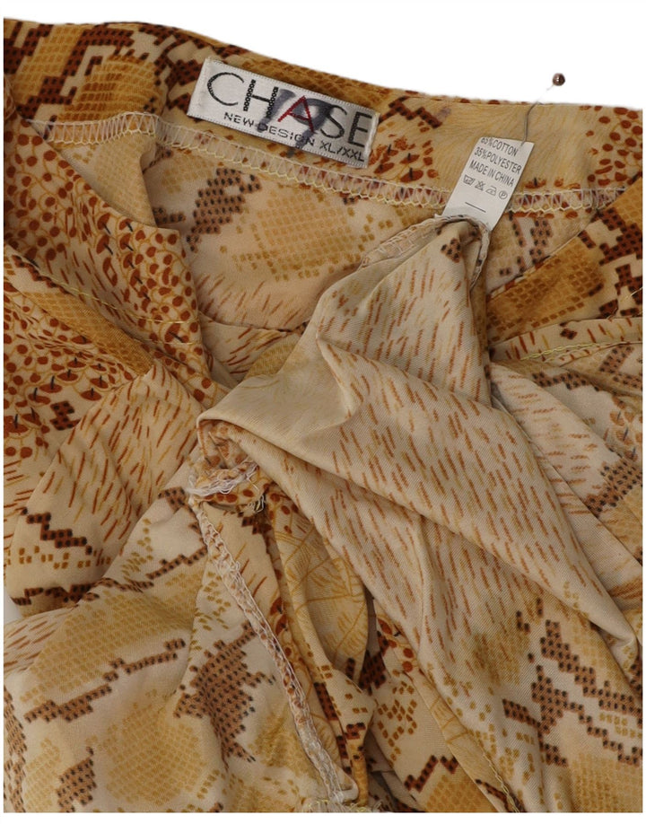 Damska bluzka z długim rękawem VINTAGE UK 18 XL, beżowa, bawełniana z nadrukiem zwierzęcym