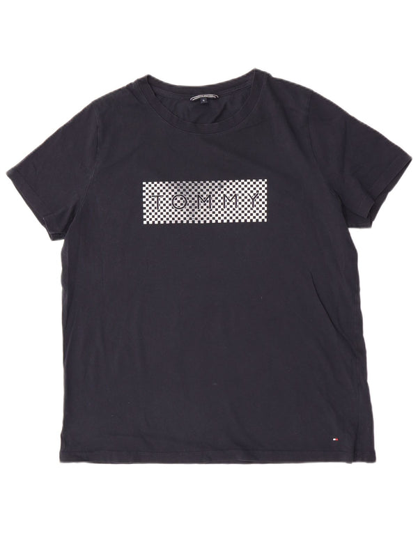 Damska koszulka z grafiką Tommy Hilfiger Top UK 18 XL, granatowa, bawełniana