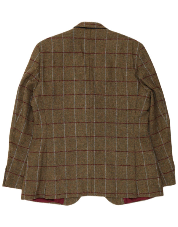 Crew Clothing Męska marynarka zapinana na 2 guziki UK 44 2XL Khaki Wełna w kratkę