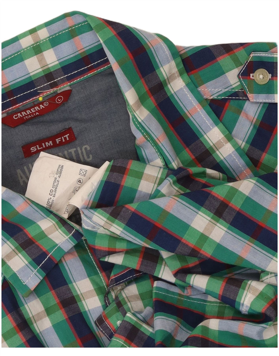 Męska koszula wojskowa Carrera Slim Fit z krótkim rękawem, duża, wielobarwna krata