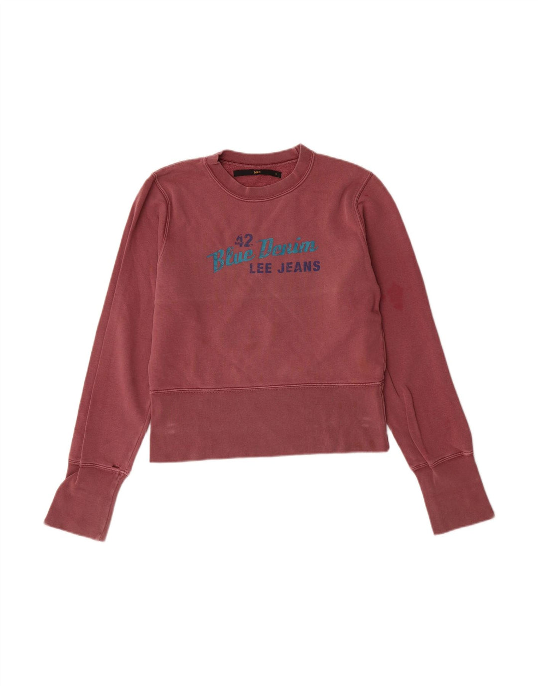 LEE Womens Graphic Crop Sweatshirt Jumper UK 10 Small Maroon Cotton