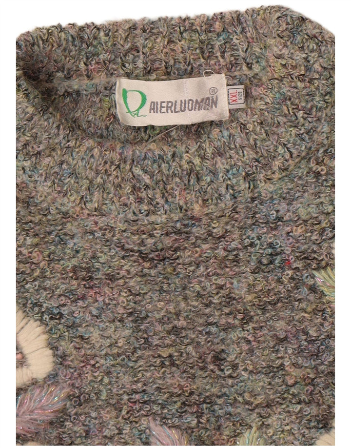 Damski sweter z okrągłym dekoltem Aierluoman UK 20 2XL wielokolorowy