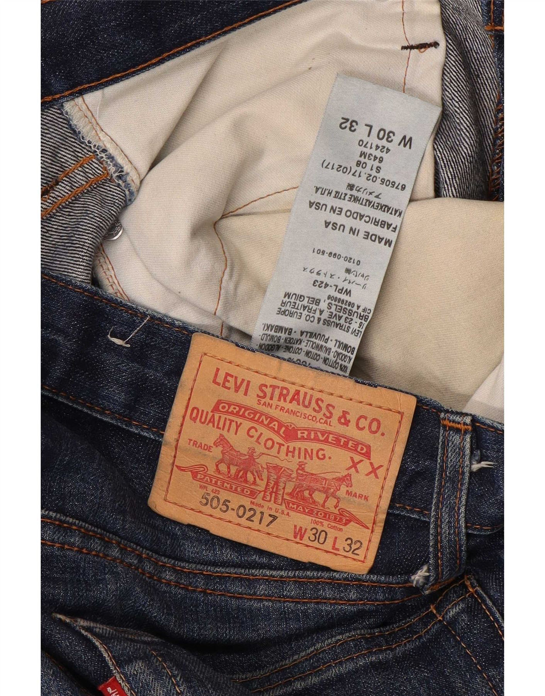 Męskie dżinsy Levi's 505 Straight W30 L32 Granatowa bawełna