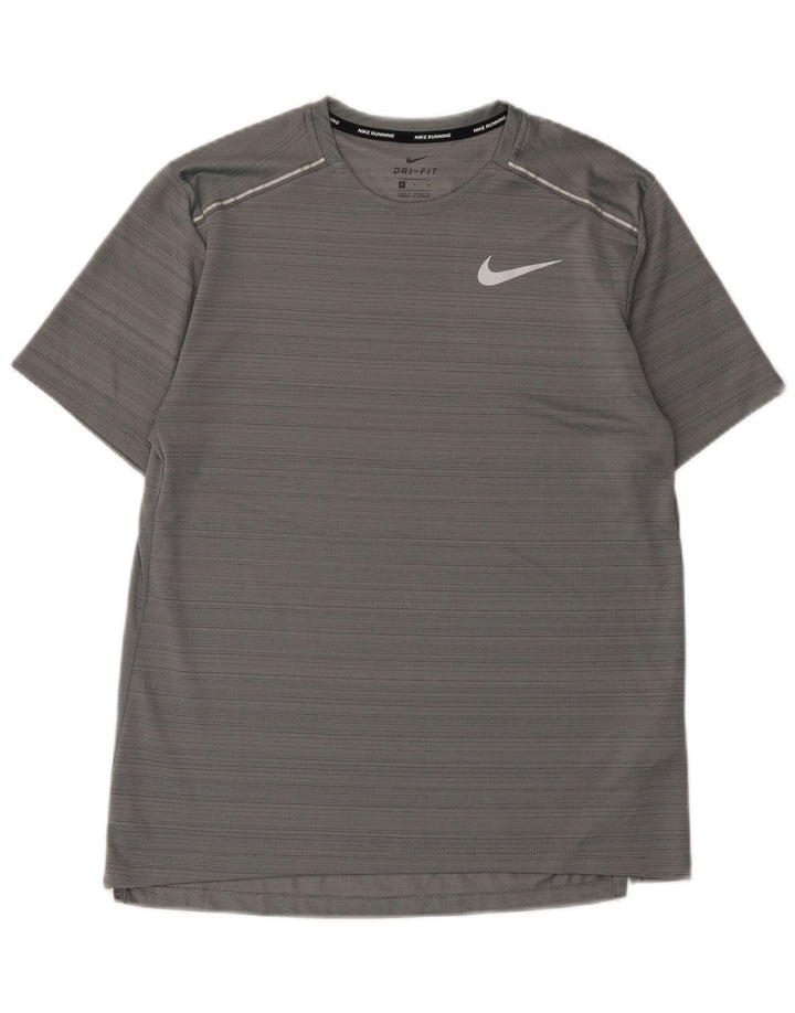 Męski T-shirt Nike Dri Fit Top, średni szary, poliester w prążki