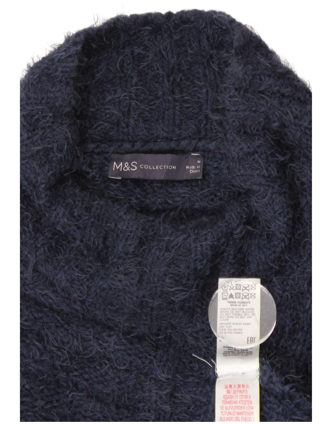 MARKS & SPENCER Damski sweter z golfem UK 14 Średni granatowy