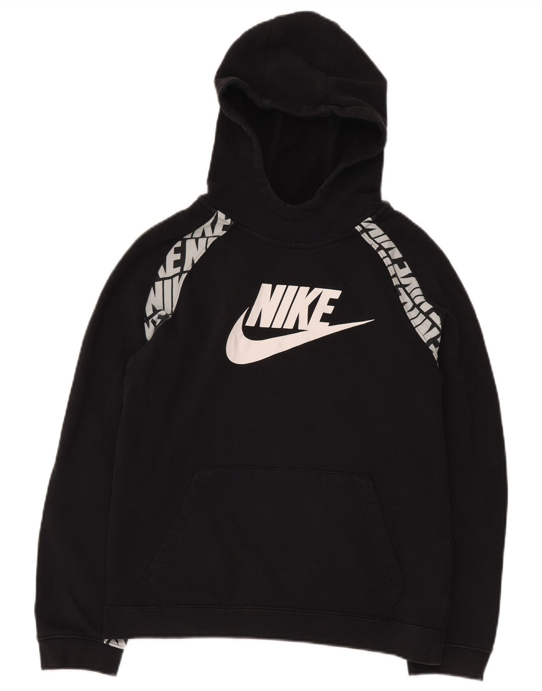 Chłopięcy sweter z kapturem NIKE z grafiką, 13-14 lat XL, czarny, bawełniany