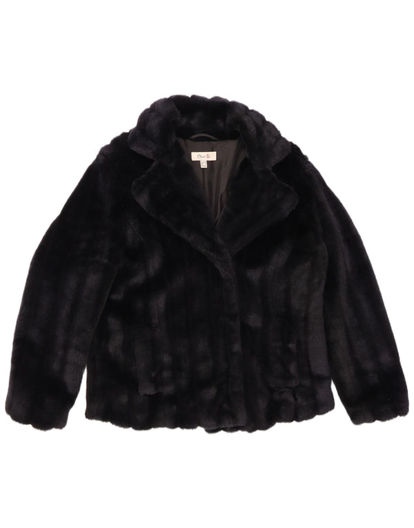 OSCAR B Womens Open Faux Fur Jacket UK 18 XL Black Acrylic