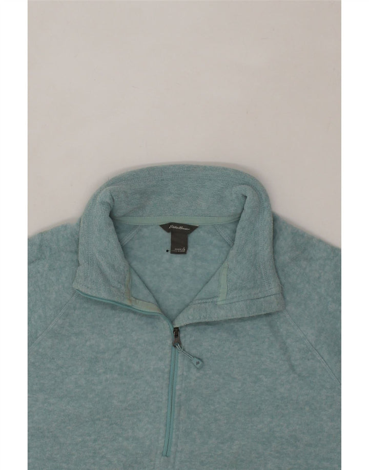 EDDIE BAUER Womens Zip Neck Fleece Jumper UK 16 Large Turquoise Polyester Vintage Eddie Bauer and Second-Hand Eddie Bauer from Messina Hembry 