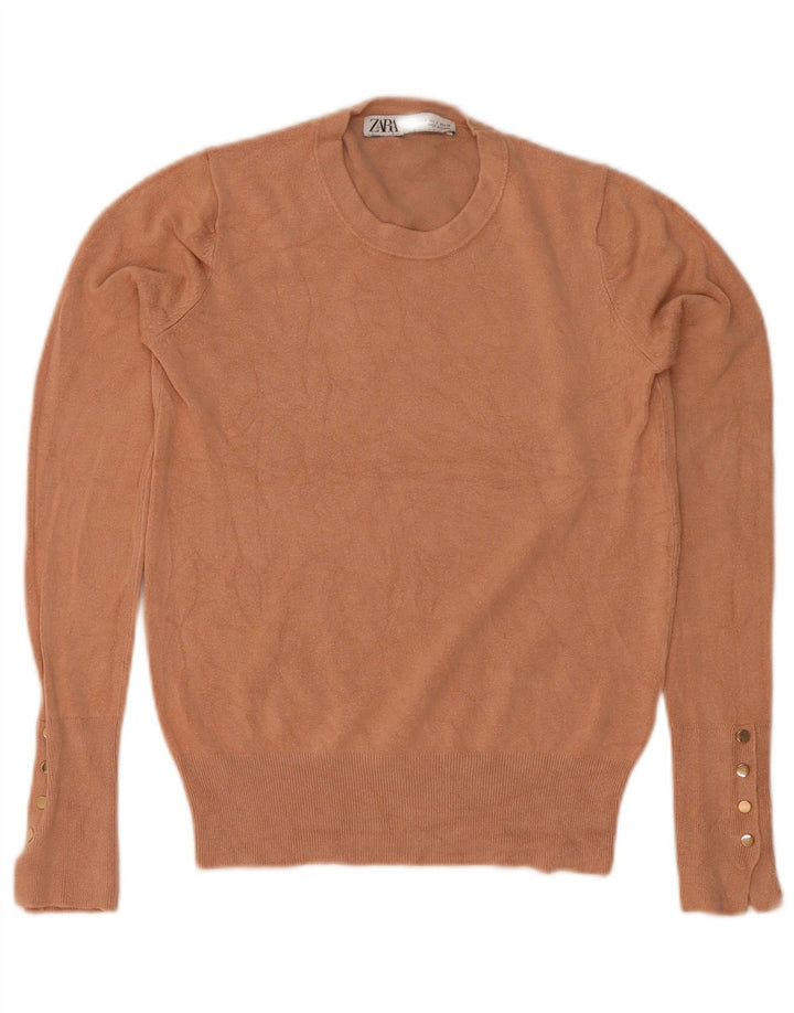 Sweter damski Zara z okrągłym dekoltem UK 8, mały brązowy