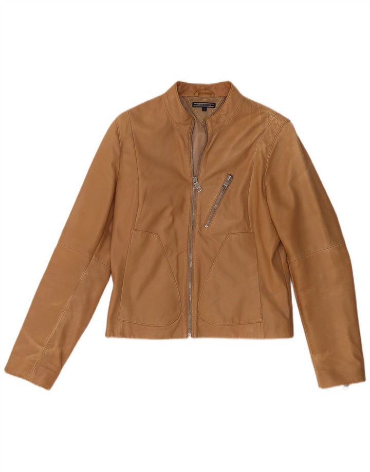 Damska kurtka skórzana Tommy Hilfiger UK 14, średnia brązowa skóra