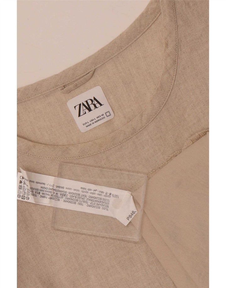 T-shirt męski Zara, duży, beżowy, bawełniany