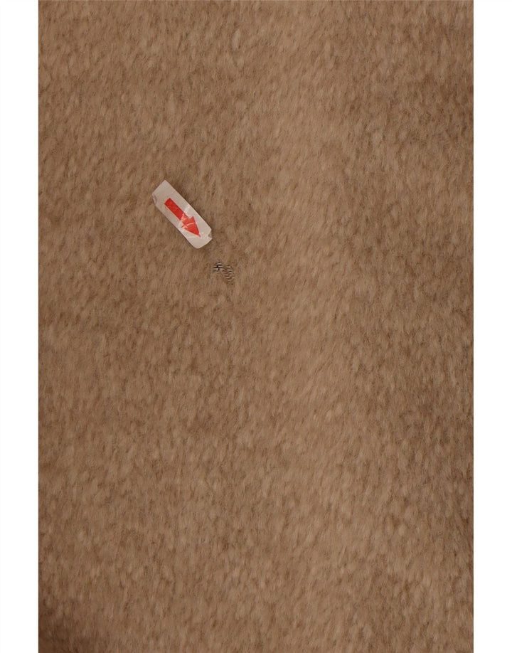 Vintage damski płaszcz oversize UK 12 średniej beżowej wełny