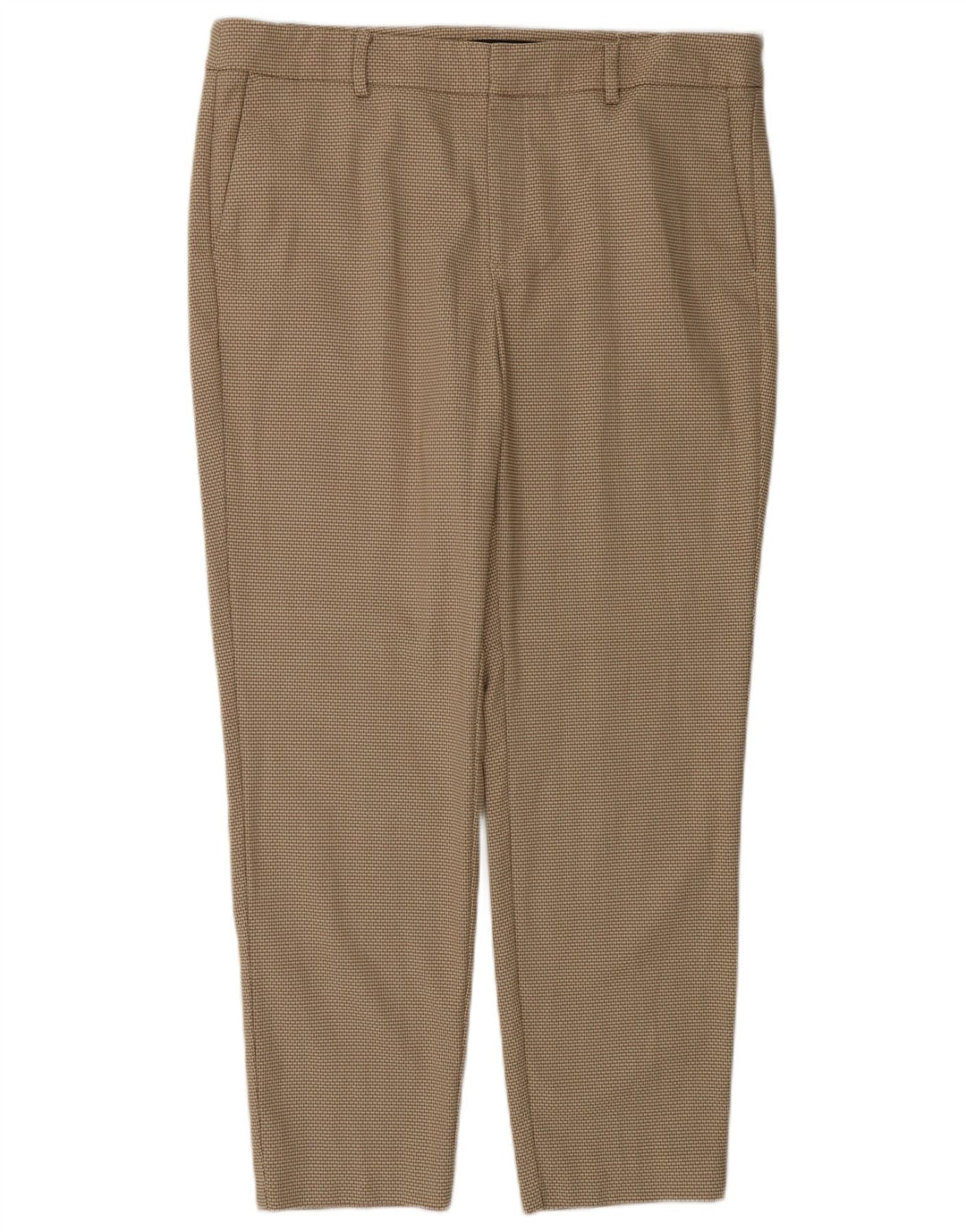 Spodnie damskie Zara Slim Chino EU 42 Large W32 L27 Beżowy poliester w kratę