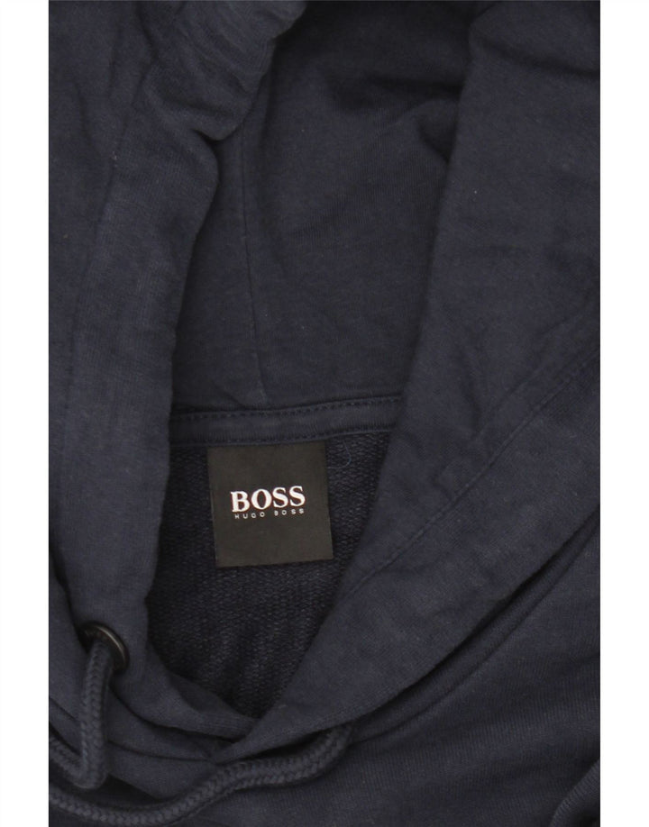 Męski sweter z kapturem i grafiką Hugo Boss, średni granatowy, bawełniany