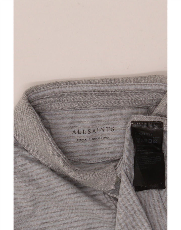 Męska koszulka polo All Saints, mała, szara, bawełniana w prążki