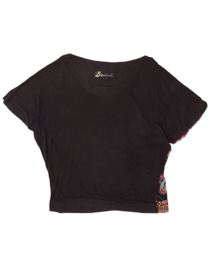 Damska bluzka Desigual Batwing Top UK 16, duża, czarna w kwiaty