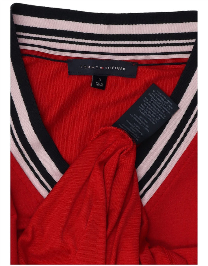 Damski top TOMMY HILFIGER z długim rękawem UK 14, średnio czerwona wiskoza
