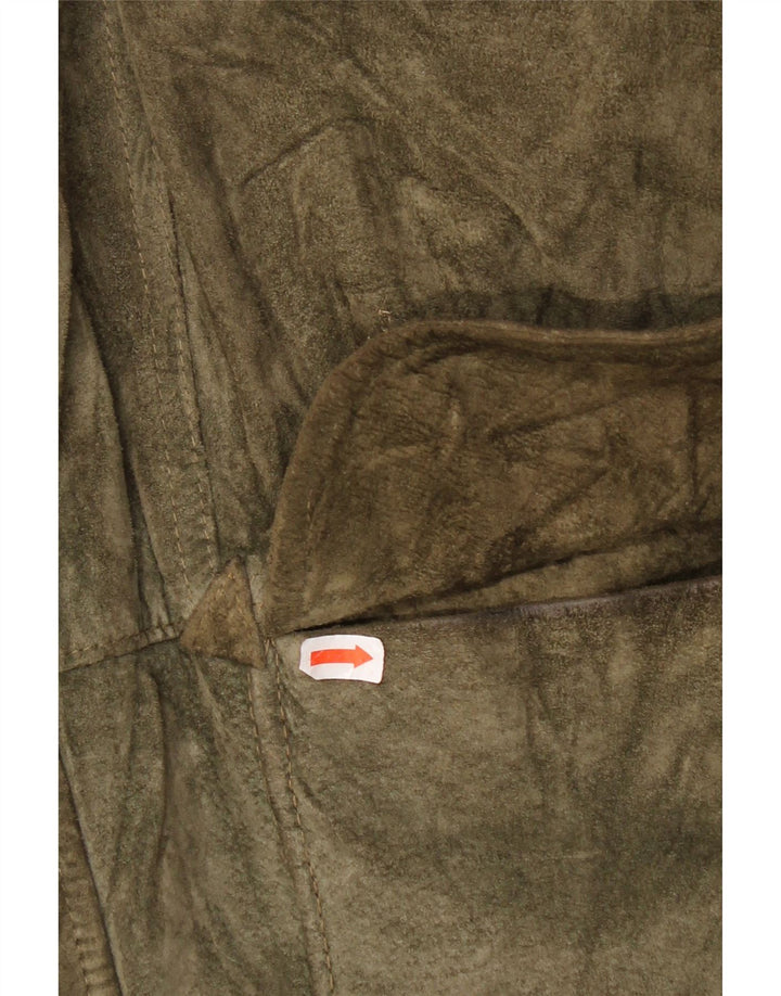 Zamszowy płaszcz damski w stylu vintage UK 42 XL Khaki