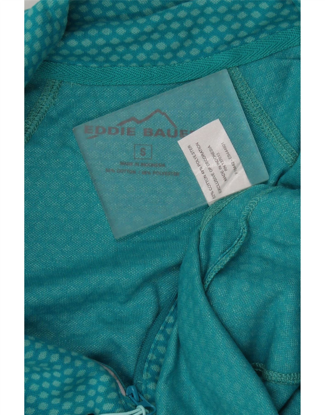 Damski top z zamkiem i dekoltem Eddie Bauer, z długim rękawem, UK 10 Small Turkus Spotted