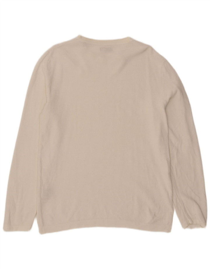 Męski sweter z okrągłym dekoltem Jack & Jones, duży, biały, bawełniany