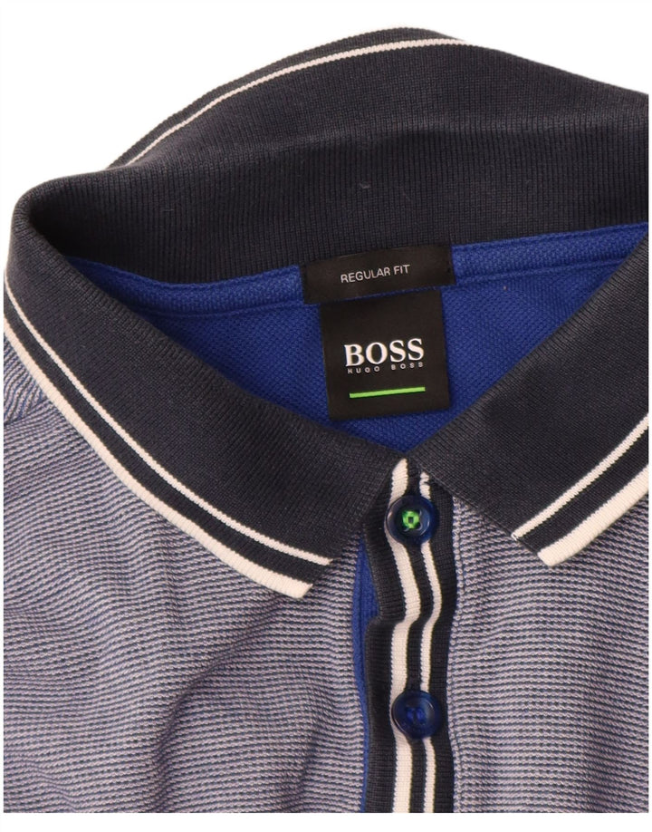 Męska koszulka polo Hugo Boss o regularnym kroju, bawełniana w średnie niebieskie prążki