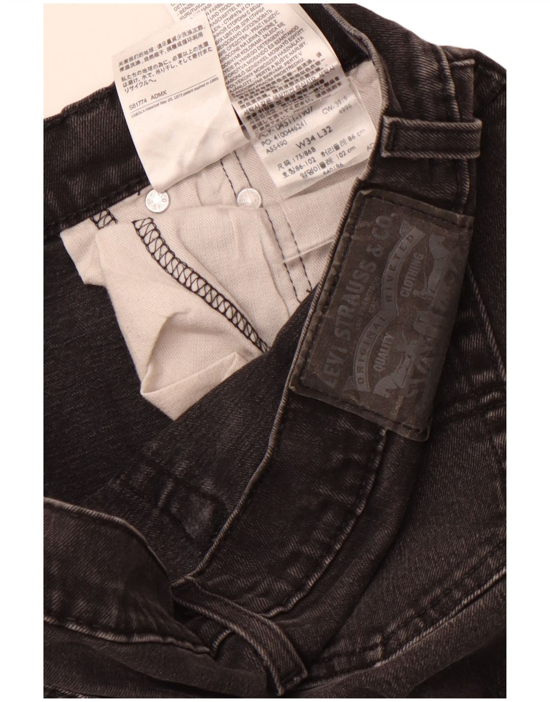 Damskie jeansy LEVI'S 511 Slim W34 L32 Czarna bawełna