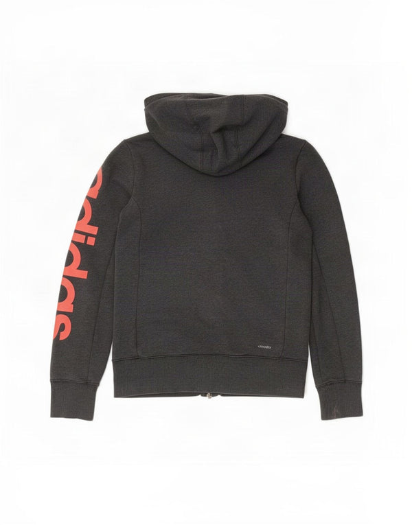 Damska bluza z kapturem Adidas Climalite Graphic Zip UK 6 XS Szara bawełna