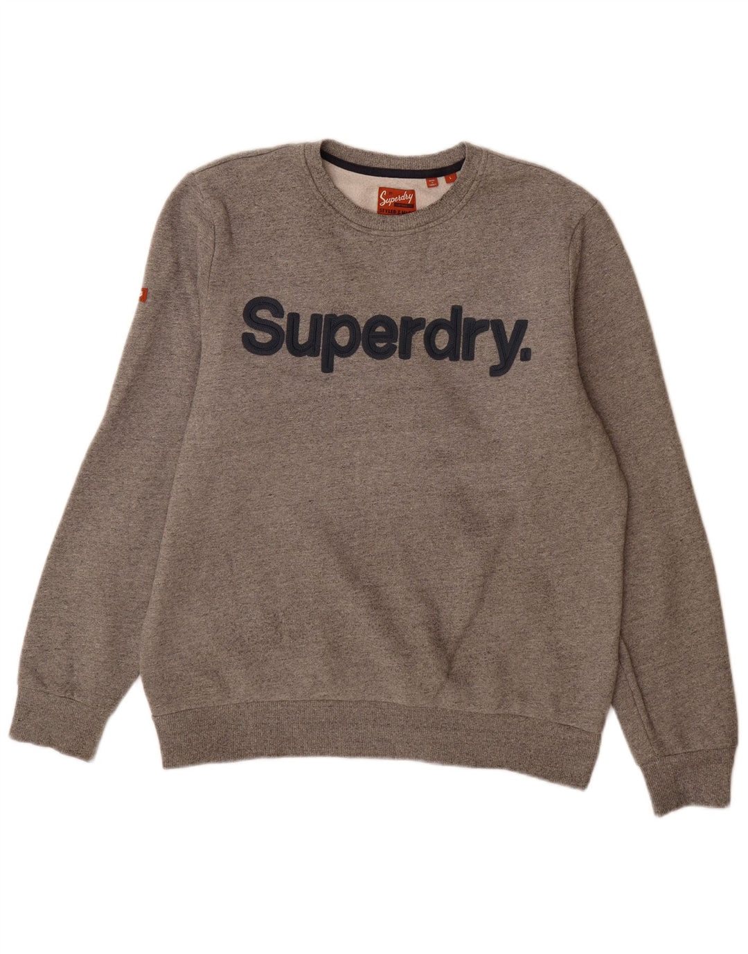 Męski sweter z grafiką Superdry, duży, szary, bawełniany w cętki