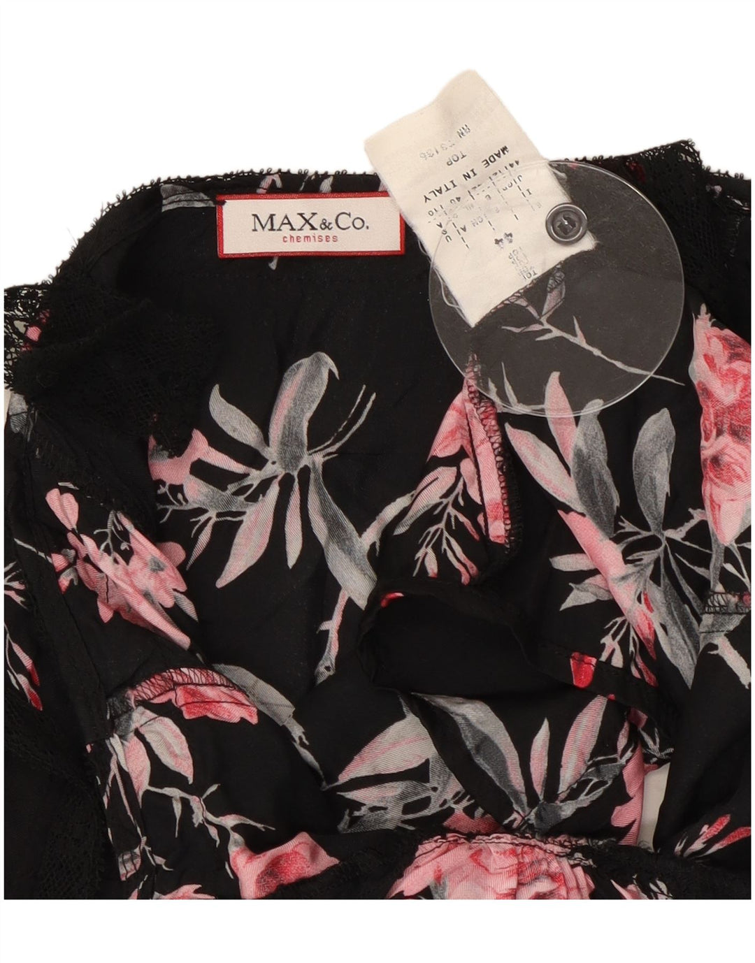 Damski top gorsetowy Max & Co. UK 12, średni czarny w kwiaty