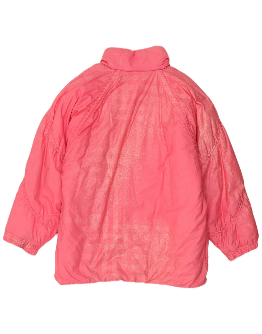 Vintage damski, oversize'owy, ocieplany płaszcz UK 8, mały, różowy, bawełniany