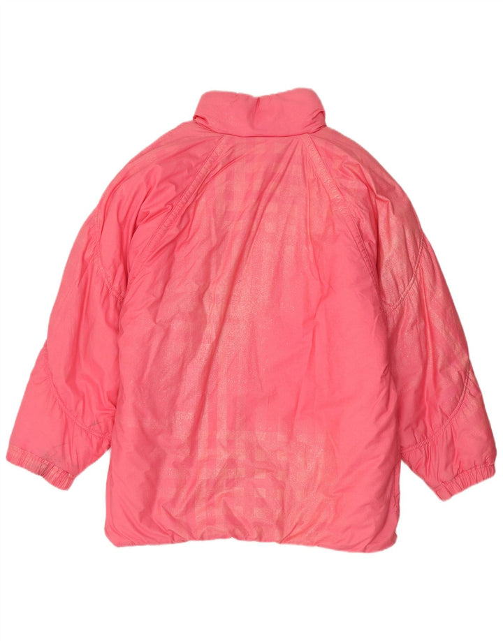 Vintage damski, oversize'owy, ocieplany płaszcz UK 8, mały, różowy, bawełniany