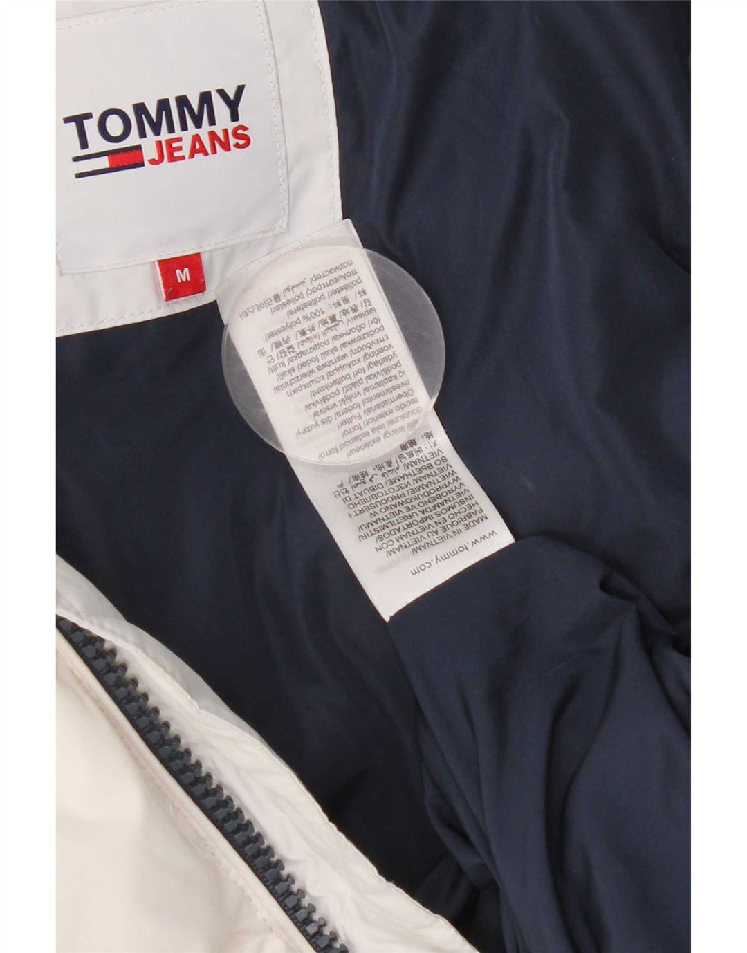 Męska ocieplana kurtka z kapturem Tommy Hilfiger UK 38 Średni biały poliester