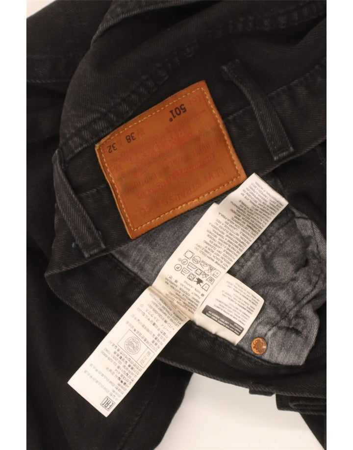 Męskie dżinsy Levi's 501 Straight W38 L32 Czarna bawełna