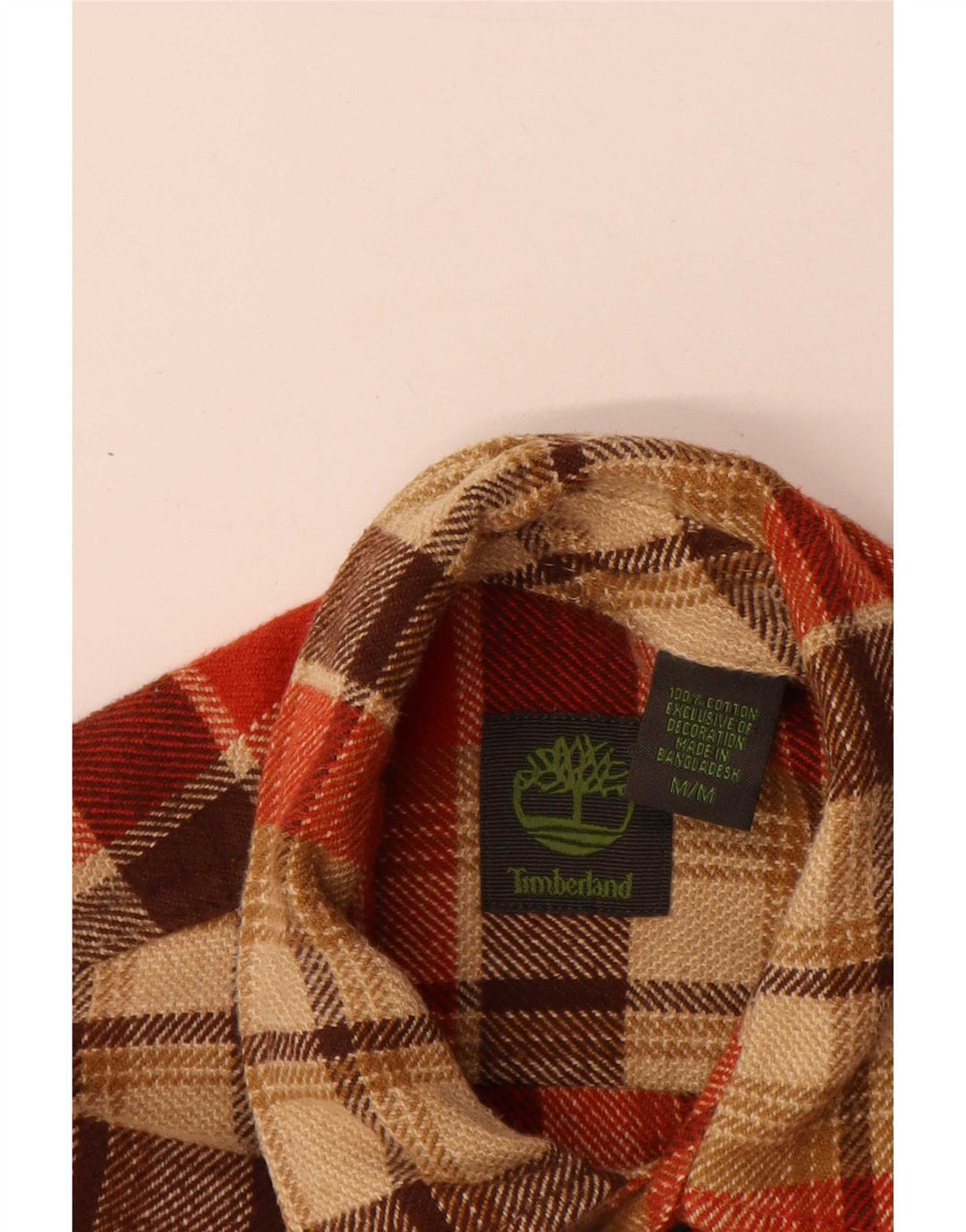 Męska koszula flanelowa Timberland w średnią beżową kratkę, bawełniana