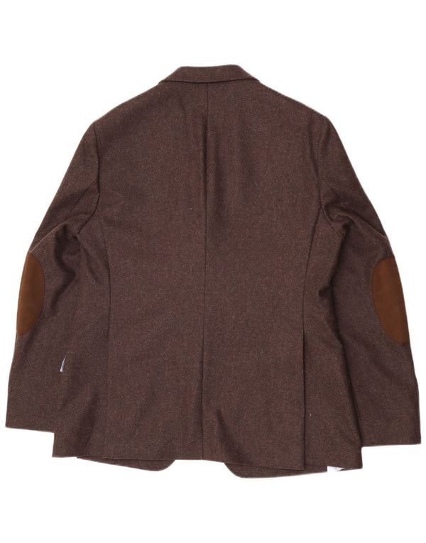 Sarar Męska marynarka zapinana na 2 guziki UK 40 Duża brązowa wełna