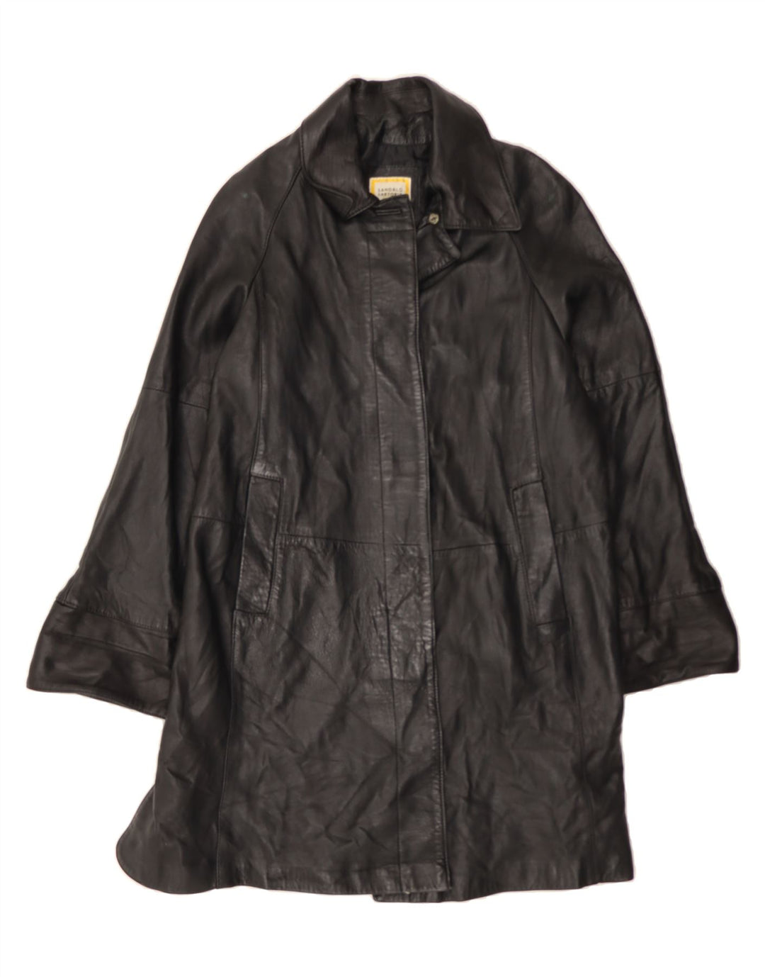VINTAGE Womens Leather Coat IT 42 Medium Black Vintage Vintage and Second-Hand Vintage from Messina Hembry 