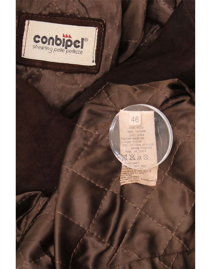Conbipel damski zamszowy płaszcz IT 46 duży brązowy skórzany