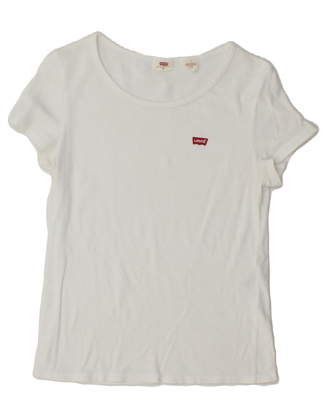 LEVI'S Womens T-Shirt Top UK 12 Medium White Cotton Vintage Levi's and Second-Hand Levi's from Messina Hembry 