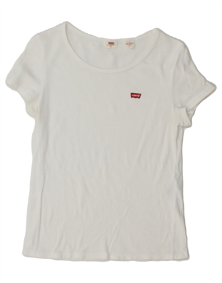 LEVI'S Womens T-Shirt Top UK 12 Medium White Cotton Vintage Levi's and Second-Hand Levi's from Messina Hembry 