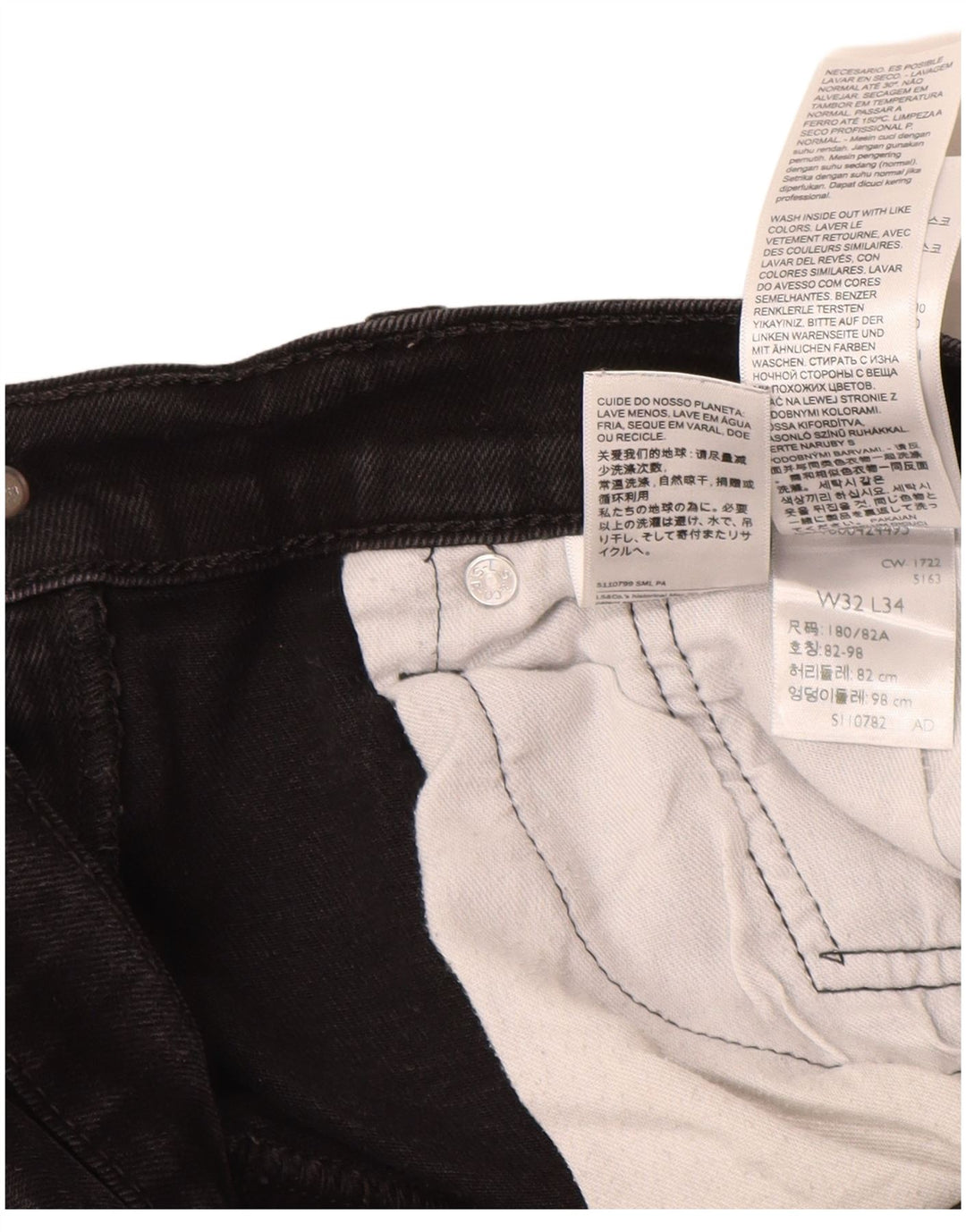 Męskie jeansy LEVI'S 502 zwężane W32 L31, czarne, bawełniane