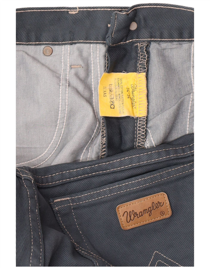 Męskie jeansy Wrangler Texas Straight W34 L34 Szara bawełna