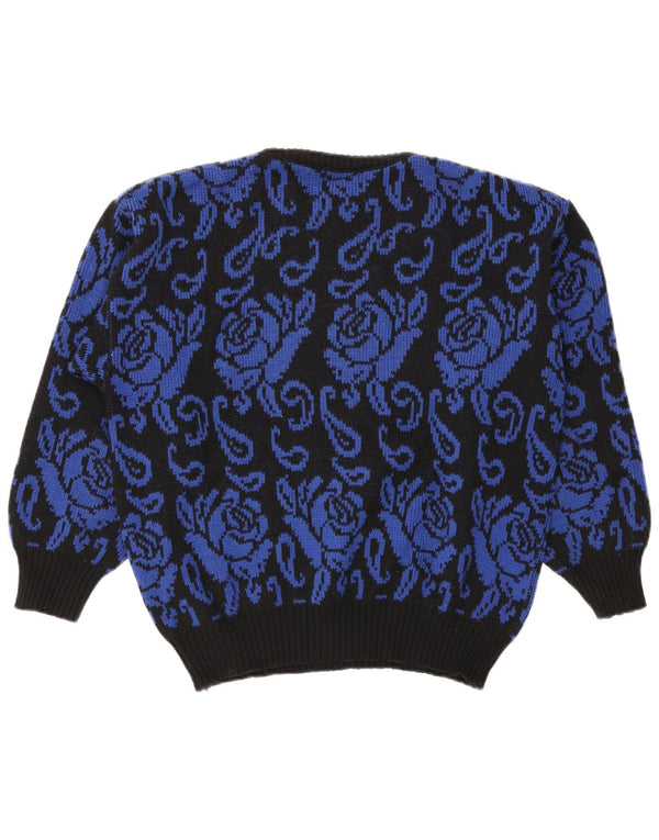 Damski sweter oversize S.Oliver z dekoltem w łódkę UK 10, mały, czarny w kwiaty
