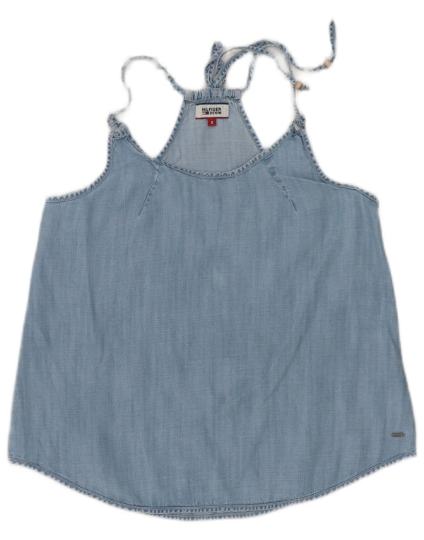 Top damski Tommy Hilfiger Halter UK 10 Small Blue Lyocell
