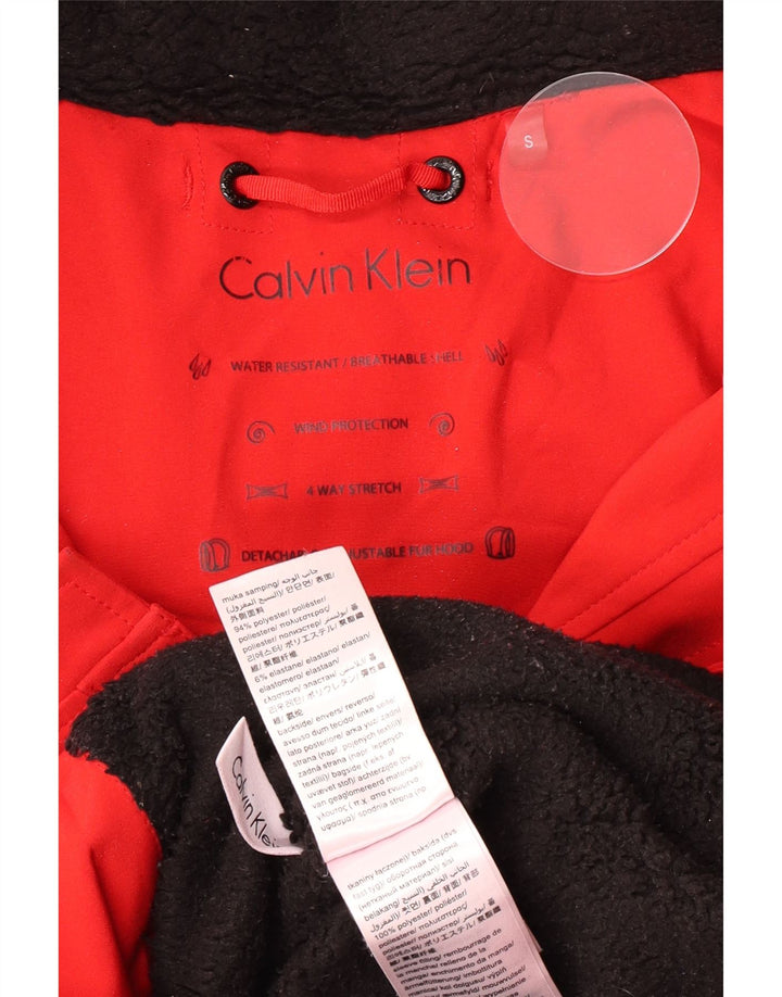 Damska kurtka parka z kapturem Calvin Klein UK 10, mała, czerwona, poliester