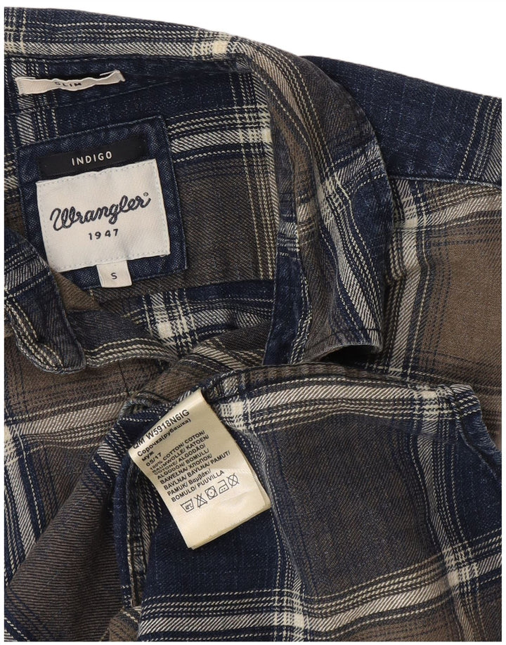 Wrangler Męska koszula flanelowa w kratkę w kolorze indygo, w małą granatową kratkę