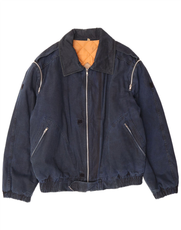 ENRICO COVERI Męska kurtka dżinsowa wojskowa ocieplana IT 52 XL granatowa