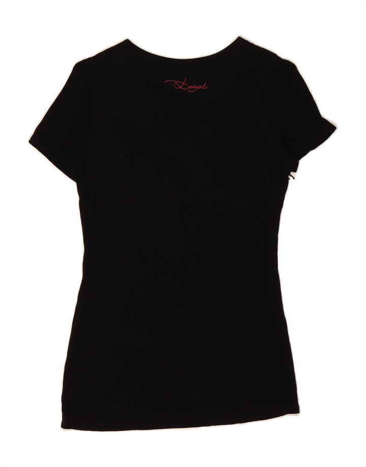 DESIGUAL Womens T-Shirt Top UK 12 Medium Black Vintage Desigual and Second-Hand Desigual from Messina Hembry 